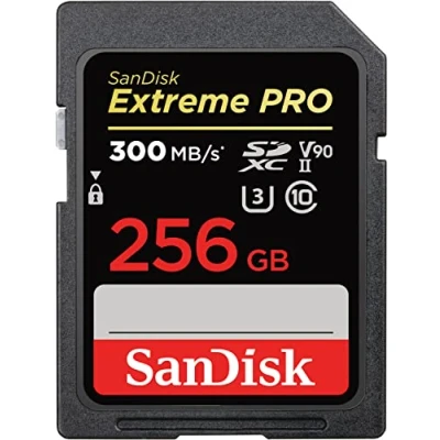 Image of SanDisk 256GB Extreme PRO SDXC Card, SD V90 Memory 8K, 4K and Full HD Video, up to 300 MB/s, Shock, Temperature, Water X Ray Proof, UHS II, Class 10, U3,