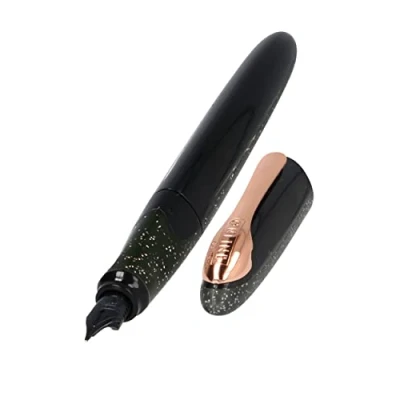 Image of Online fountain pen Air Black Rose, ergonomic ink for school/college, soft triangle shape, iridium nib medium, standard cartridges, refillable, ideal beginners, pupils &amp; students, 20165/3D