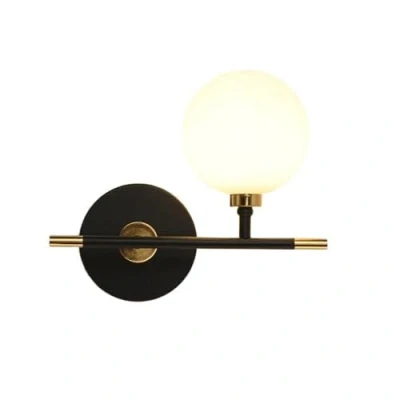 Image of SIYANE Black Gold Wall Light Mid Century Modern Globe Sconce Frosted Ball Milk Glass Lamp Bathroom Vanity Fixture Farmhouse Bedside Lighting For Bedroom Living Room Entryway Porch
