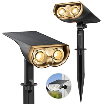 Image of Linkind Solar Lights Outdoor, 16 LED Super Bright Motion Sensor Landscape Spotlights 650LM, Warm White 3000K, 2 in 1 IP67 Waterproof Security for Garden, Patio, Yard, Pack of