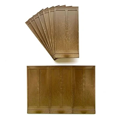 Image of Dolls House Wall Panels, 3/4 Height Single Tall Panel Georgian Style Pack of 10 1/12th Scale (A1018) Free UK Postage (Oak Effect)