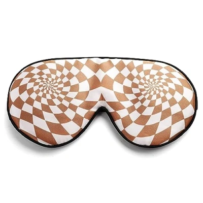 Image of townssilk 100% Silk Sleep mask with Adjustable Strap,Comfortable and Super Soft Eye Ultimate Sleeping aid,Blindfold DizzyingSquares Coffee