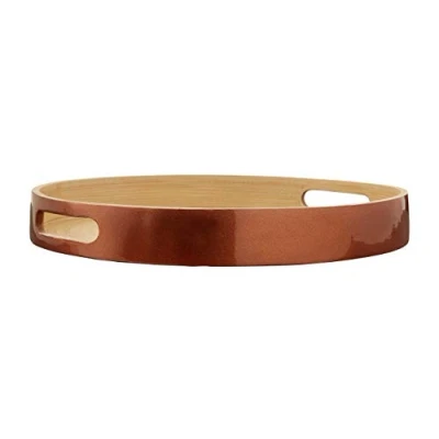 Image of Premier Housewares Serving Tray, Bamboo, Gold, 30x30x4
