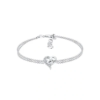 Image of Elli Bracelet Women Heart Symbol Love with Crystals in 925 Sterling Silver
