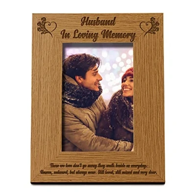 Image of ukgiftstoreonline Husband In Loving Memory Remembrance Portrait Wooden Photo Frame Gift (5 x 7 Inch)