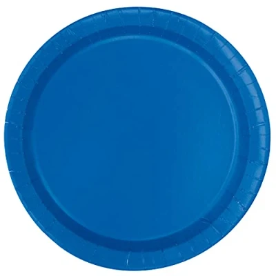 Image of Unique 31770EU Eco Friendly Paper Plates 23 cm Royal Blue Colour 16 Count (Pack of 1), Pack