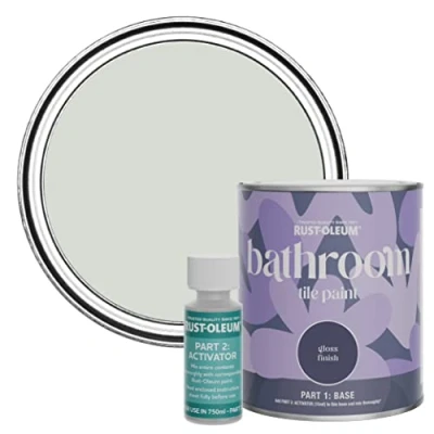 Image of Rust Oleum Grey Water Resistant Bathroom Tile Paint in Gloss Finish Winter 750ml