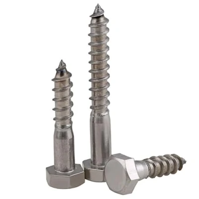 Image of M6 x 40mm HEX HEXAGON HEAD COACH SCREWS (Pack of 10) WOOD BRIGHT ZINC PLATED DIN 571