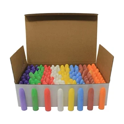 Image of Bright Ideas Chunky Chalk Class Pack, PK160 Pieces 5.5cm Assorted Coloured Playground for Children, Washable Sidewalk, Pavement, Blackboard 8 Colours. BI8300.