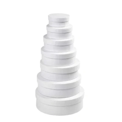 Image of Creativ 100263 Round Box Set, D: 8,5+10,5+12,5+14,5+16,5+18,5+21,5 cm, H: 4+4,5+5+5,5+6+6,5+7 White, 7asstd