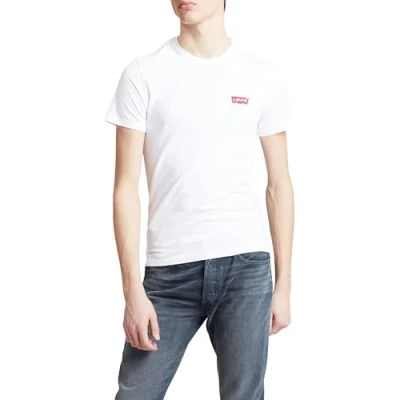 Image of Levi&#039;s Men&#039;s 2 Pack Crewneck Graphic Tee T Shirt, White / Mid Tone Grey Heather, XS