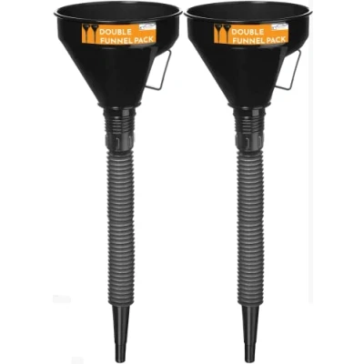 Image of Xtremeauto Flexible Funnel &amp; Spout Fuel Liquids 𝐃𝐨𝐮𝐛𝐥𝐞 𝐏𝐚𝐜𝐤 Car Funnel, Wide Mouth For Oil, Adblue, Screenwash, Coolant, Large Petrol