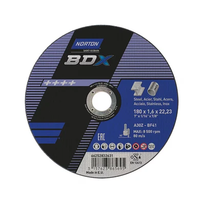 Image of Norton Saint Gobain 180X1.6X22.23 T41 Nor Bdx A46T Cutting Disc