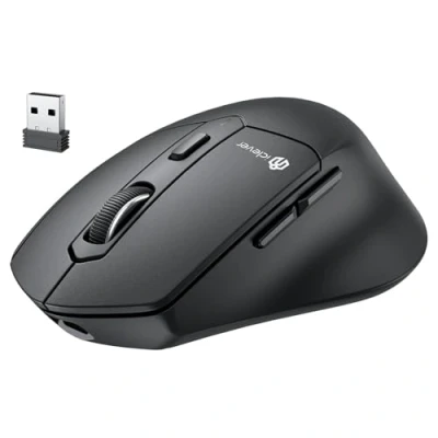 Image of iClever Wireless Rechargeable Bluetooth Mouse with USB Nano Receiver for Laptop, PC, Computer, MacBook, 7 Buttons, Black