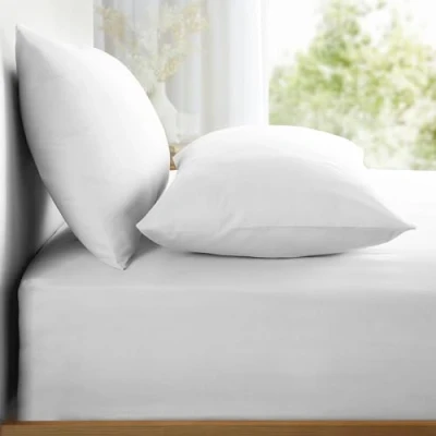 Image of Appletree White King Fitted Sheet 152 x 200 28cm Plain Bedding Simple Bed Soft &amp; Luxury 100% Cotton