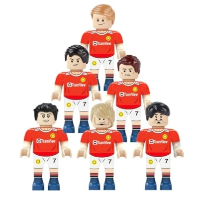 Image of Habarri Mini Figures Football Team Set of 6 Gift for Children, Fans Compatible with Well known Clamping Blocks England