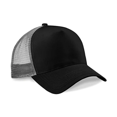 Image of Beechfield Black / Grey Mesh Baseball Cap One Size