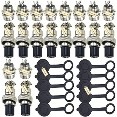 Image of Aviation Connector 3 Pin, Ltsstoreuk 20Pcs GX12 3P 12MM Thread Male Female Wire Panel Metal Plug 5A Circular Chassis Mount Socket with 10Pcs Caps