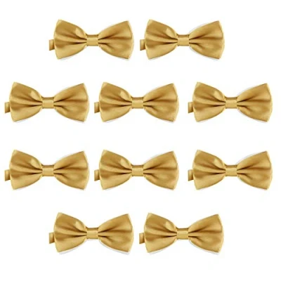 Image of DonDon Set of 10 Men’s bow tie 4.72 x 2.36 12 6 cm already tied and completely adjustable Gold Brass