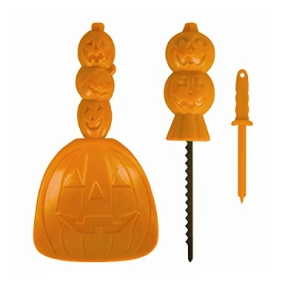 Image of 3 Piece Halloween Pumpkin Carving Face Decorating Kit Steel Saw Seed Scoop Plastic Poker Cutting Tool Orange