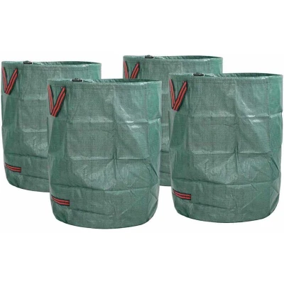 Image of vidaXL Garden Waste Bags with Handles 4 pcs Foldable Round Green 300 L