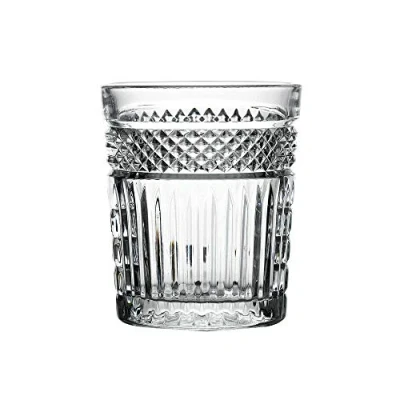 Image of Libbey Radiant Double Old Fashioned Glasses 12oz / 350ml Set of 4 Vintage Cut Glass Tumblers