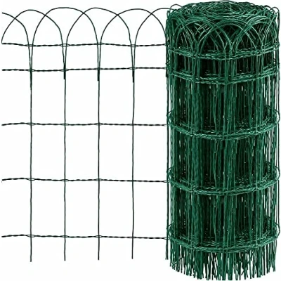 Image of Green PVC Coated Garden Border Fence Lawn Path Edging Wire Mesh Decorative (120cm 10m)