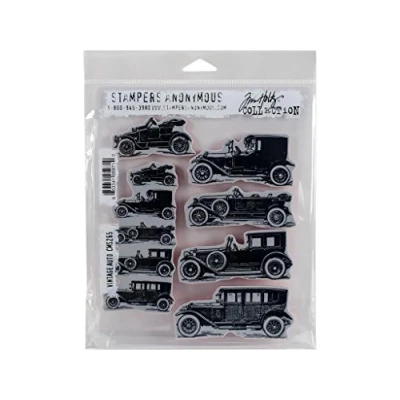 Image of Stampers Anonymous Tim Holtz Cling Stamps 7 Inch x 8.5 Vintage Auto
