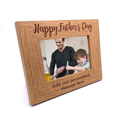 Image of ukgiftstoreonline Personalised Happy Fathers Day Photo Frame Gift (4 x 6 Inch)
