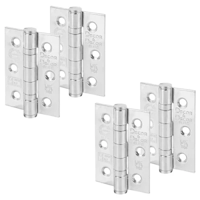 Image of Decoranddecor Door Hinges Internal Fire Rated 3inc / 76mm Ball Bearing Steel Polished Chrome 2 Pairs