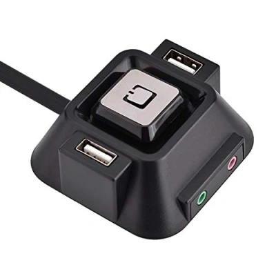 Image of Lazmin Desktop PC Switch,Desktop case Switch Dual USB Ports Power Supply Supplies on/Off Reset Push Button Audio Microphone Port,