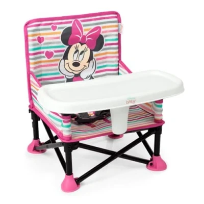 Image of Bright Starts Disney Minnie Mouse Pop &#039;N Sit Portable Booster, Indoor/Outdoor Use, Floor Seat with Feeding Tray, 6 Mos 3 Yrs