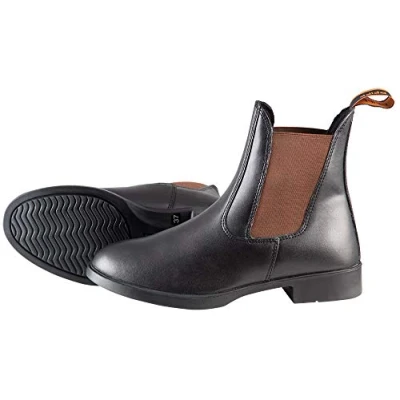 Image of PFIFF 100374 Jodhpur Boots, Riding Leather Look Ankle Black (Black/Brown), EU 44