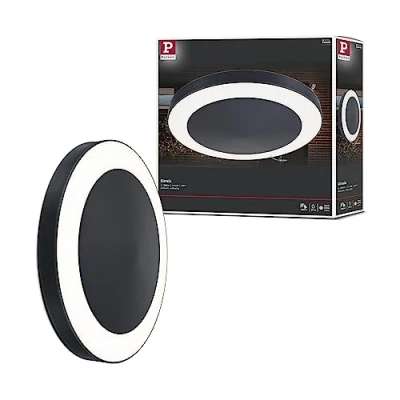 Image of Paulmann 94526 LED outdoor luminaire ceiling Circula with dusk/motion sensor IP44 round incl. 1x14W warm white anthracite plastic 3000K