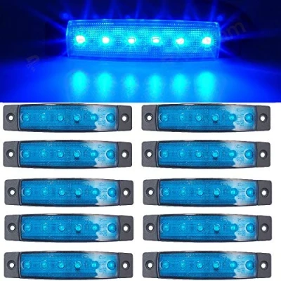 Image of YUK 10 pcs 3.8&quot; 6 Led side marker Trailer lights for trucks, light amber, Rear light, Truck cab lights, RV (Blue)