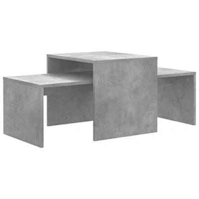 Image of vidaXL Elegant Concrete Grey Coffee Table Set Engineered Wood Construction, Nesting Design for Space saving, Versatile Use in Living Room