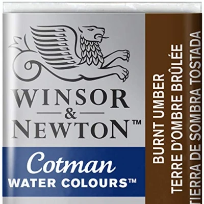 Image of Winsor &amp; Newton Cotman Watercolour Paint Half Pan Burnt Umber 076,Brown