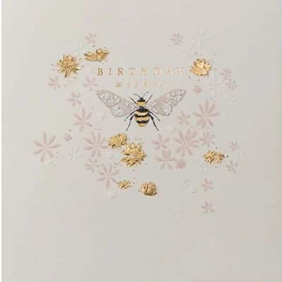 Image of Paperlink General Female Open Birthday Card for Women Bumble Bee and Flowers with Embossed Foil Eco Friendly &amp; Recyclable