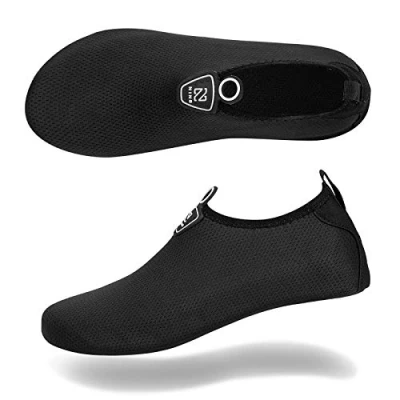 Image of Barefoot Water Shoes Aqua Spotrs Socks Quick Dry Beach Swim Snorkeling Surf Diving Pool Yoga for Mens Womens (S101 Black, 9/10UK)