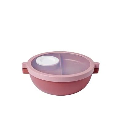 Image of Mepal Bento lunch bowl Vita Multi Compartment Extra with lid, dressing container &amp; tray box Salad Vivid mauve