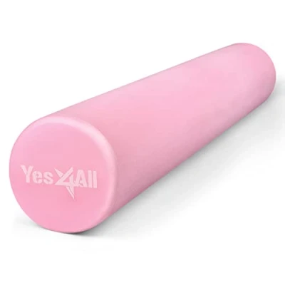 Image of Yes4All Foam Roller Ultra Lightweight Medium Density EVA Fitness 45cm, 90cm Long for Back, Legs, Workouts, Trigger Point Exercise, Gym, Pilates and Yoga, B. Pink