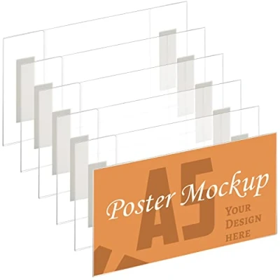 Image of Kurtzy 6 Pack A5 Adhesive Wall Poster Holders Landscape Mounts Crack &amp; Scratch Resistant Clear Acrylic Sign Displays with Tape Office, Store Restaurant No Drilling Required