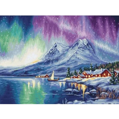 Image of Luca S Petit Point Kit Northern Lights, G705, Counted Cross Stitch for Adults, Needlecraft and Embroidery