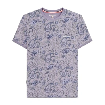 Image of Lambretta Mens Paisley Brand Short Sleeve T Shirt Dusk/Grey 3XL
