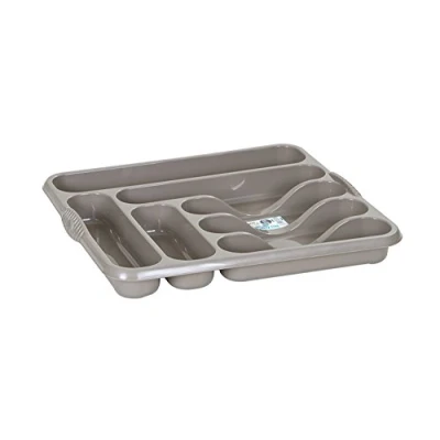 Image of Wham High Grade Mocha 7 Compartment Plastic Cutlery Holder Storage Tray Rack