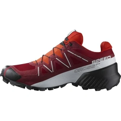 Image of Salomon Men&#039;s Speedcross Gore Tex Running Shoe, Red Dahlia/White/Black, 8 UK