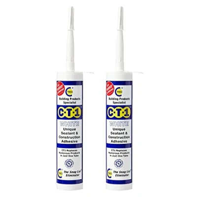 Image of 2 x CT1 Unique Sealant Construction Builders Standard Multi All Purpose Silicone Mastic Extra Strong Adhesive Glue 290ML in White by