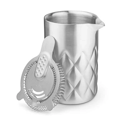 Image of Final Touch Stainless Steel Yarai Mixing Pitcher Cocktail Set Including Hawthorne Strainer Perfect for Up Martinis, Manhattans and Other Cocktails