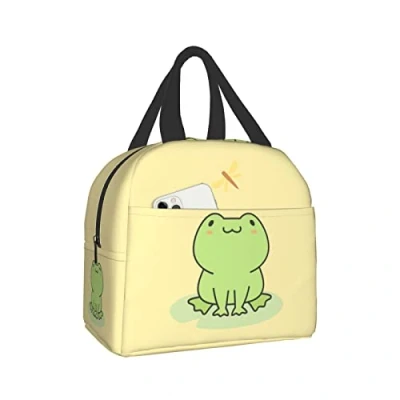 Image of Insulated Lunch Bag Reusable Box for Women Men, Cooler Tote Picnic Office Work, Cute Kawaii Frog Gifts