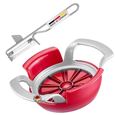 Image of Westmark Apple and Pear Divider Set, 2 pcs, &amp; + Peeler, Stainless steel/steel/aluminium/plastic, Silver/Red, 511122E6